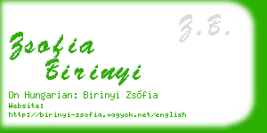 zsofia birinyi business card